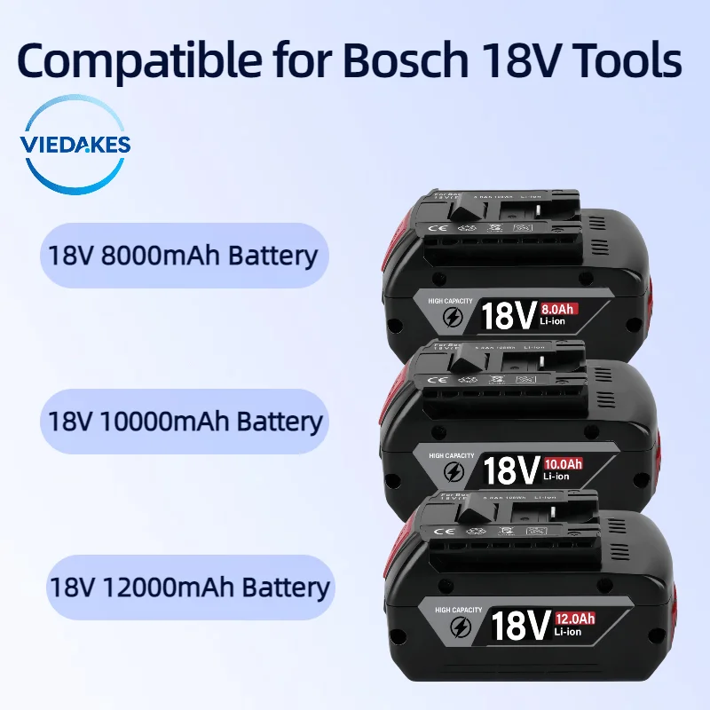 

Viedakes 18v battery replacement for bosch 18v battery 18v tools Drill Drivers，Impact Wrenches，Angle Grinders with fast charger