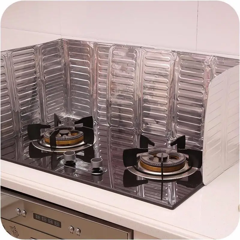 Kitchen Grease Foil Insulation Block Oil Splash Plate Cooking Hot Baffle Tinfoil Board Aluminum view 3