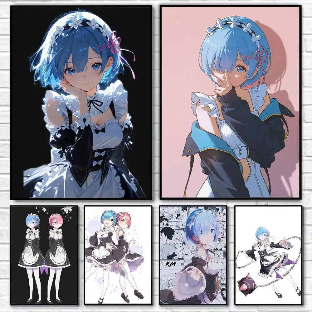 

RE REM RAM Emilia Poster Self-adhesive Art Waterproof Paper Sticker Coffee House Bar Room Wall Decor