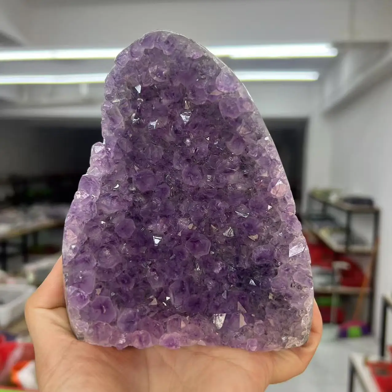 892g 13.4cm Natural Uruguay Dream Amethyst Quartz Crystal Cluster stand