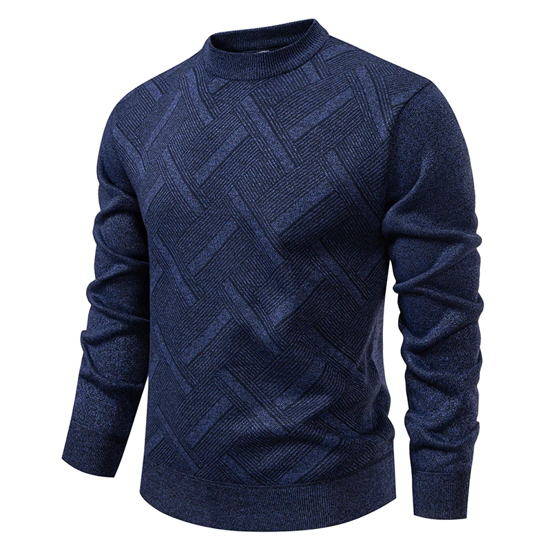 New Sweater Men Casual Knitted Pullover Solid Color Warm Regular Fit Round Neck Sweater Pullovers Mens Sweatwear - Image 2