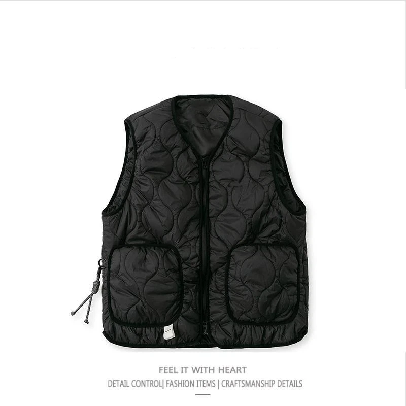 Autumn Winter Lightweight Quilted Vest Mens Japanese Style Camisole Loose Trendy Sleeveless Casual Jacket keep warm fashion vest