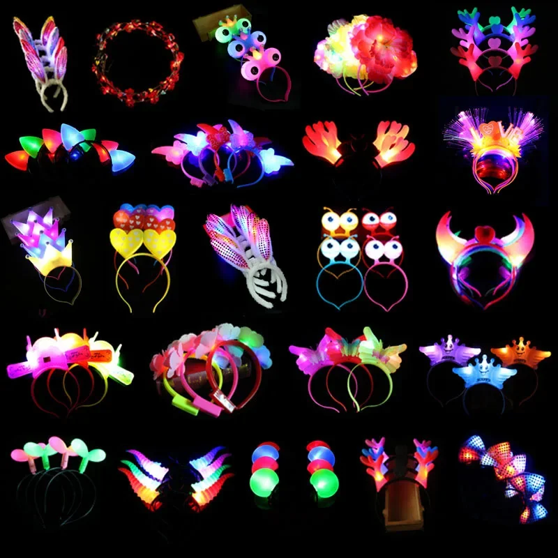 1pcs LED Light up Luminous Glow Headband Flashing Headdress Toy Birthday  Party Christmas Decoration