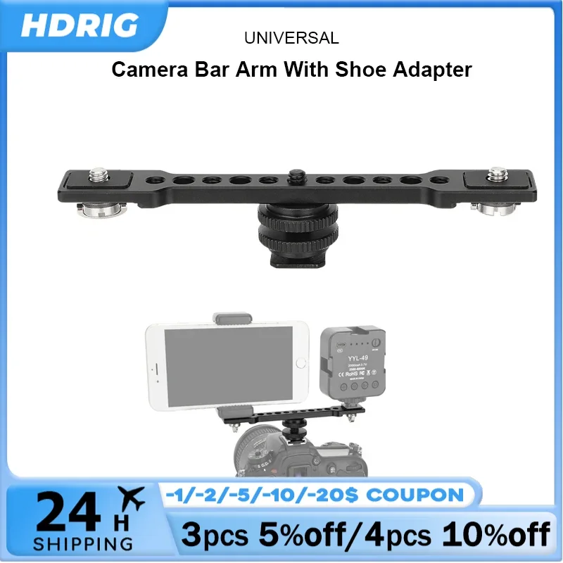 

HDRIG Camera Bar Arm Magic Extension Arm Supports Two Devices With 1/4inch Screw Shoe Adapter Mount For Light Microphone Accesso