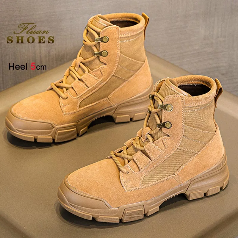 

2025 осенне-зимние новые женские короткие ботинки, модные уличные походные туфли на нескользящей подошве 5 см, женские удобные повседневные ботильоны