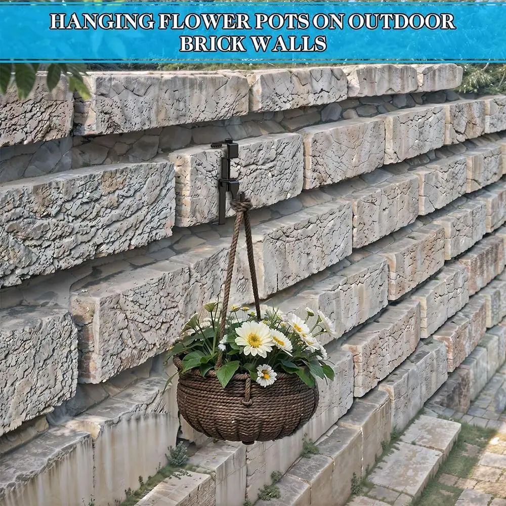 Stainless Steel Brick Wall Clips Heavy Duty Adjustable Brick Hangers No Drill for Hanging Pictures Flower Basket Brick Hook Clip