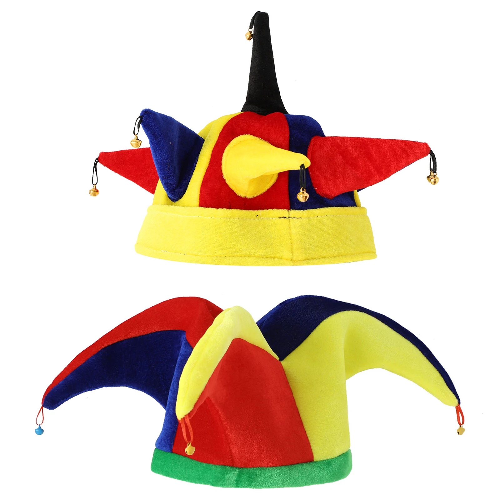 Adult Halloween Party Cosplay Clown Hat Rainbow Multicolor Multiple Bells Mardi Gras Christmas Carnival Circus Jester hat cap