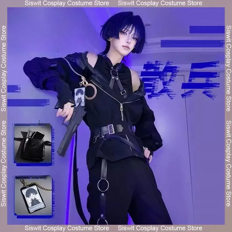 

Game Genshin Impact Fanart Scaramouche Secret Agent Cosplay Costume Wanderer Men Women Anime Carnival Party Role Play Uniform