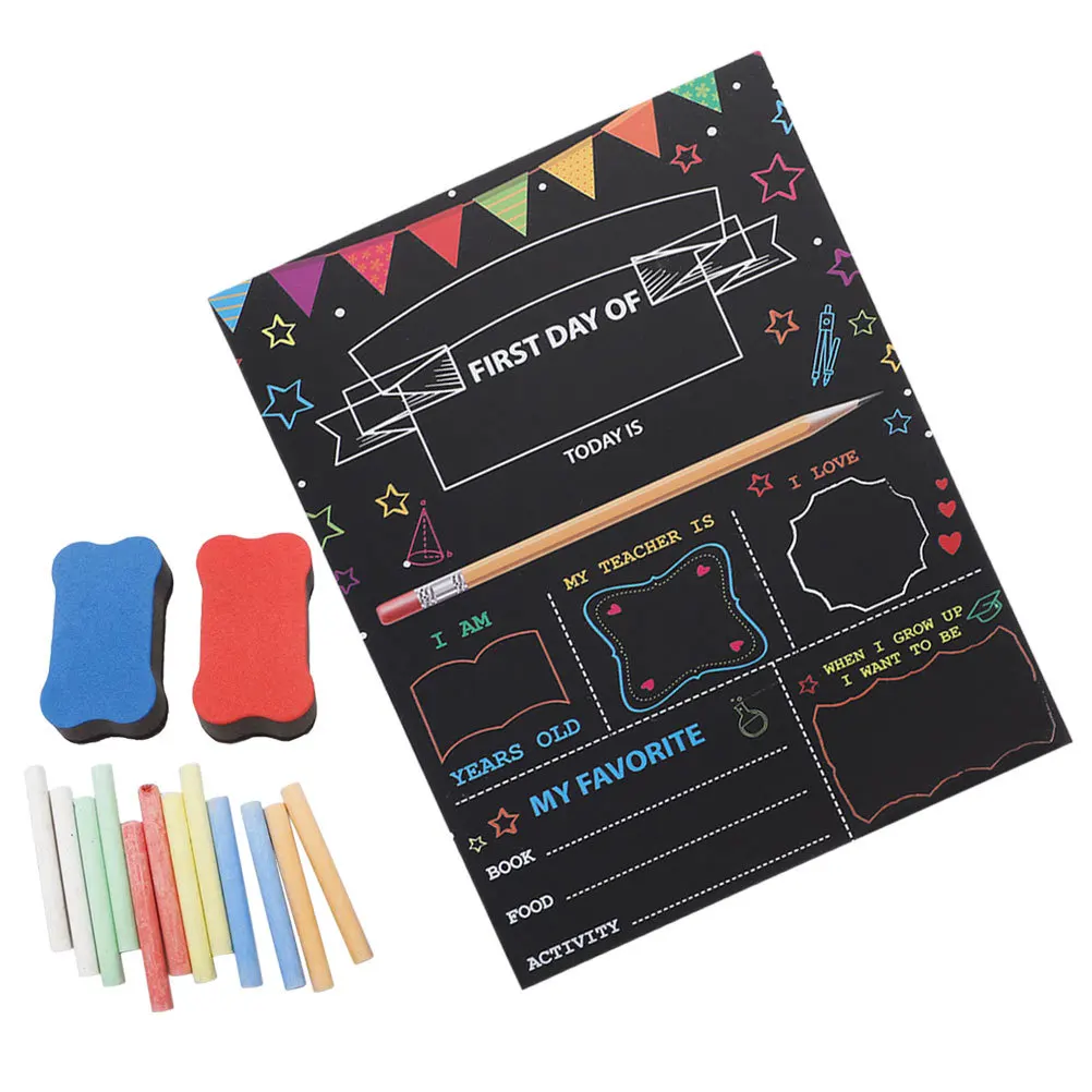 مجموعة واحدة من لافتة المدرسة الخشبية لتزيين العودة إلى المدرسة بحواف ناعمة تدوم طويلاً للاستخدام في اليوم الأول علامة السبورة في اليوم الأول #3