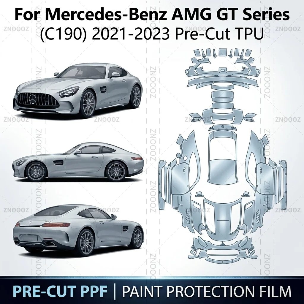 For Mercedes-Benz AMG GT Series (C190) 2021-2023 Pre-Cut TPU PPF Self Healing High Gloss Full Vehicle Glossy Clear Matte Black