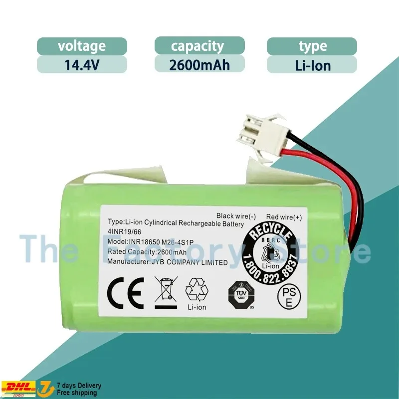 

14.4V 2600mAh Li-ion Replacement Battery Protection for Conga 990/1090, Ecovacs Deebot N79/N79S/DN622, Eufy RoboVac 11/11S/30