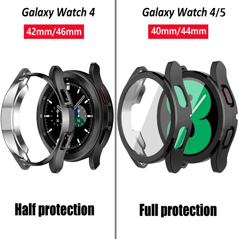 Case for Samsung Galaxy watch 4/5 44mm 40mm 46mm 42mm accessories Plated TPU Bumper cover Screen protector Galaxy watch4 classic image 2