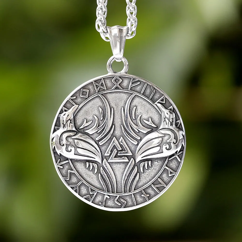 2025 NEW Viking Wolf Vegvisir Mjolnir Aegishjalmur Hammer Pendant Necklace Men Jewelry Stainless Steel RING