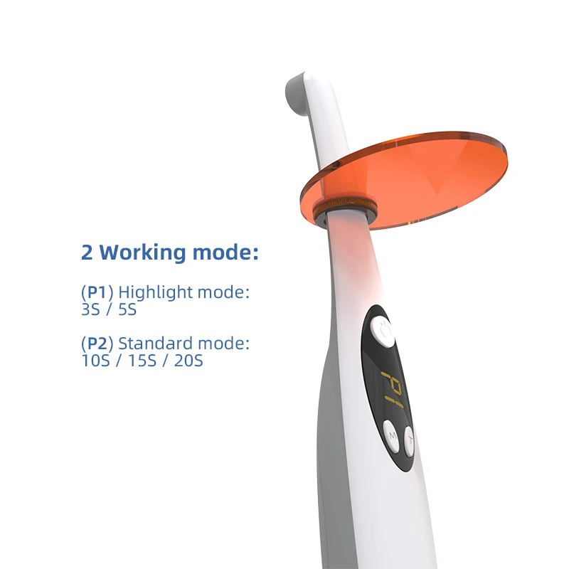 VVDental Draadloos uithardingslicht LED-uithardingslamp 3S Fotopolymerisator 1800-2200 mw / cm2 Multifunctionele uithardingskop 2 modi instelbaar