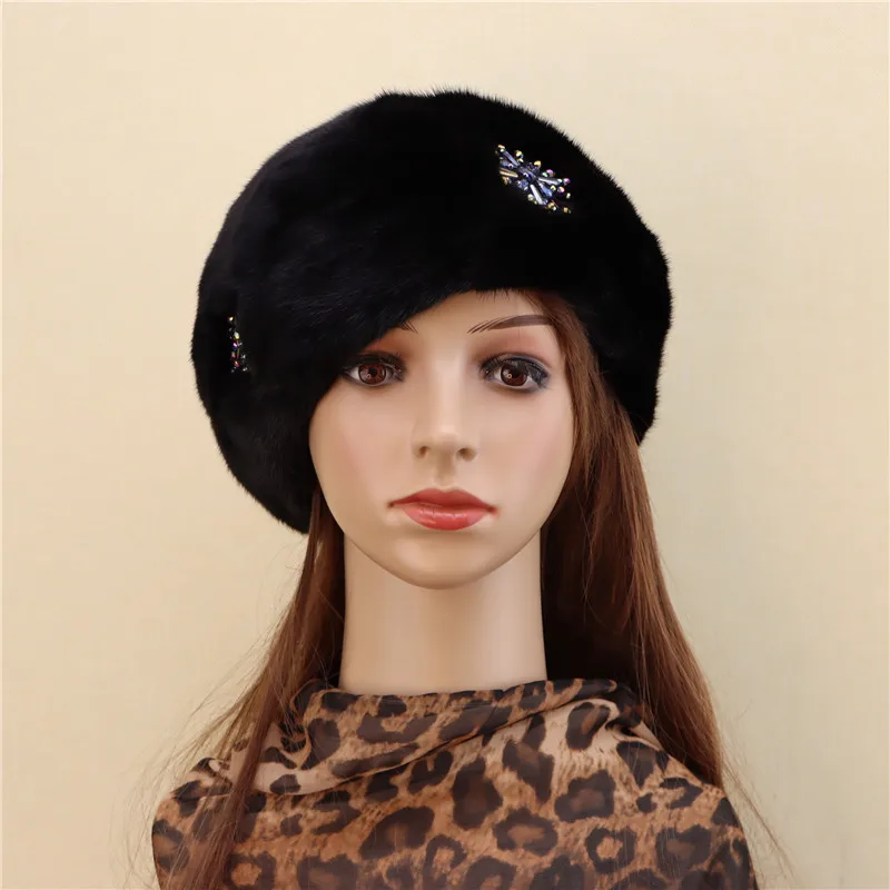 

new product whole mink mink beret female winter warm mink velvet fur fashion adult new leather hat