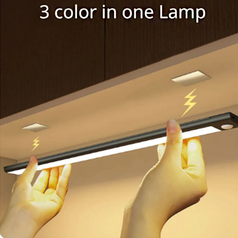 LED Motion Sensor Light Wireless LED Night Light Type C Rechargeable Light Cabinet Wardrobe Lamp Staircase Backlight For Kitchen