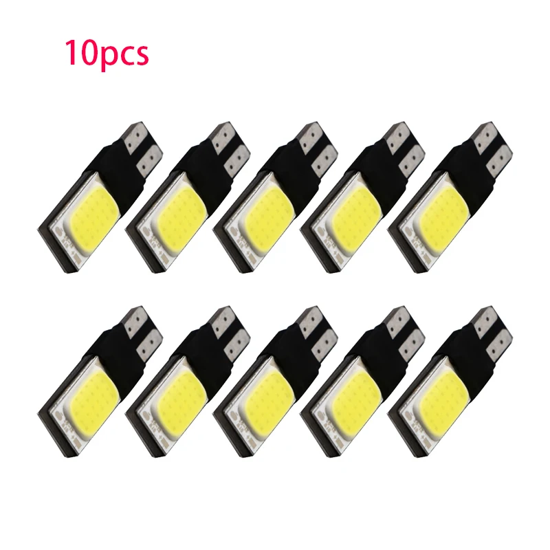 

10pcs Car T10 W5W LED Turn Signal Light COB CANBUS Interior Light 5w5 12V Auto License Plate Wedge Side Trunk Luggage Lamp White