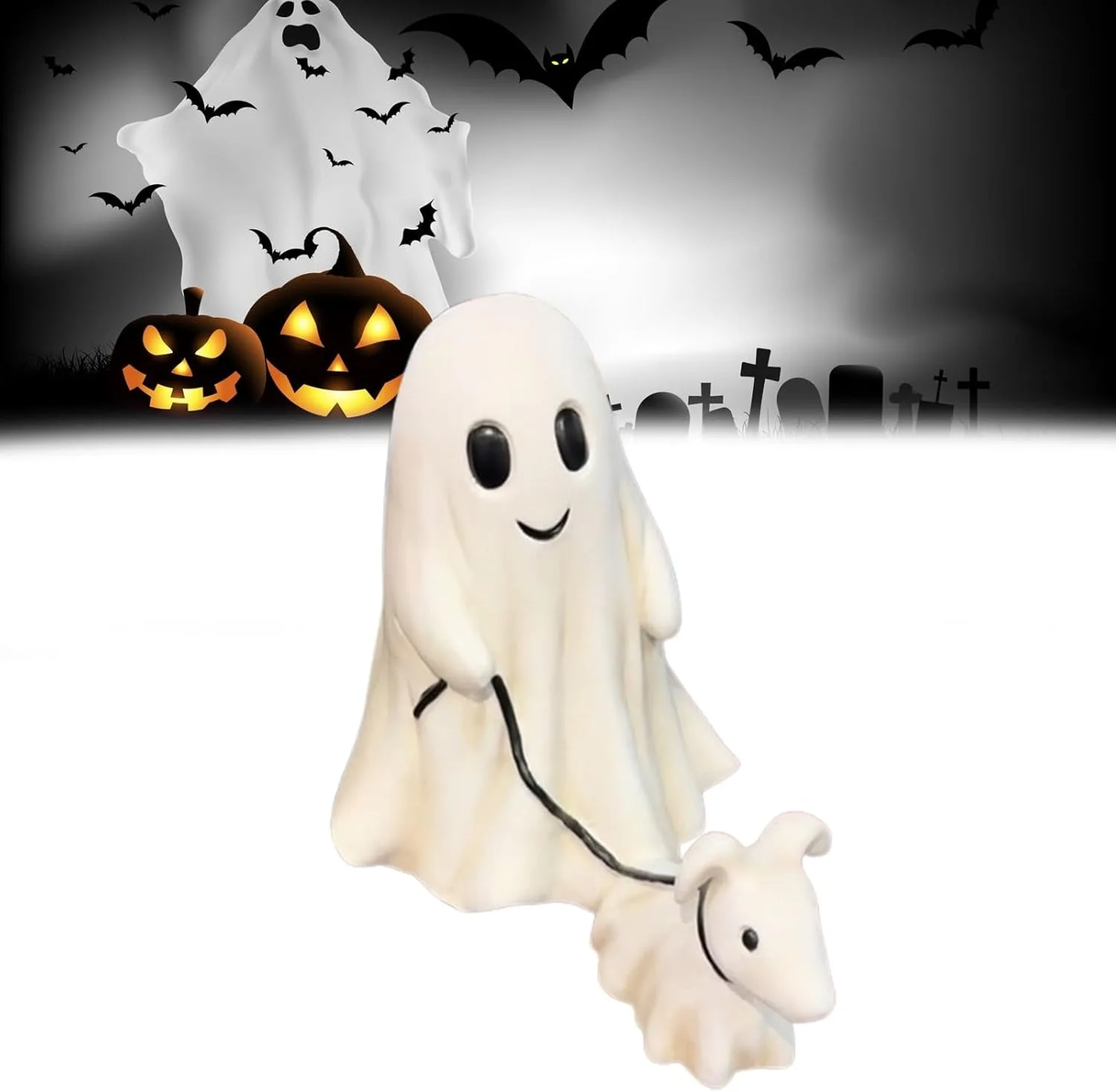 15/25CM Halloween Ghost Walking Dog Statue Resin Halloween Figurine Halloween Decoration Ornament Holiday Gift For Boy Girl