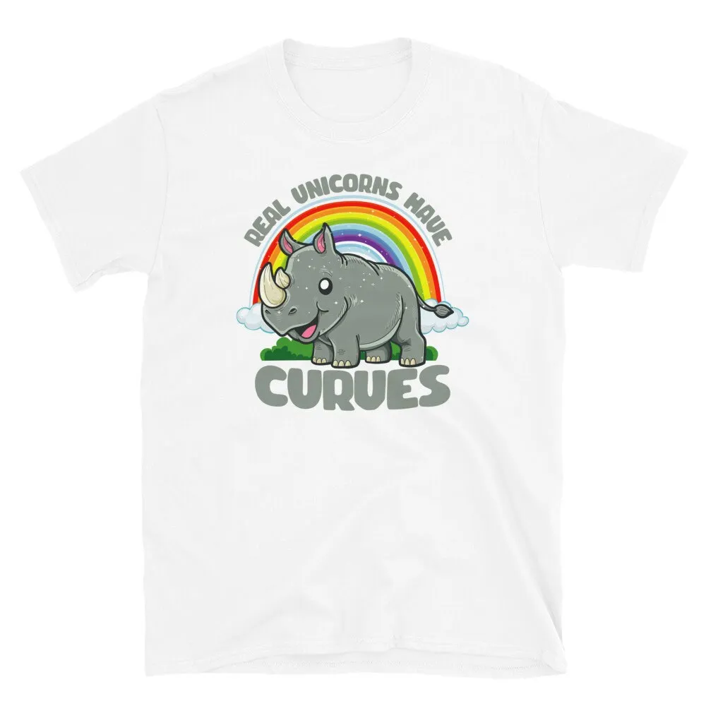 

Real Unicorns Have Curves Rainbow Rhinoceros Rhino T Shirt