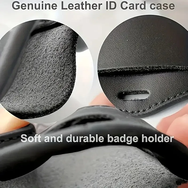 Lanyards For Id Badges Black Lanyards For Cruise Ship Cards Lanyard With Leather Id Holder (2Pcs) image 3