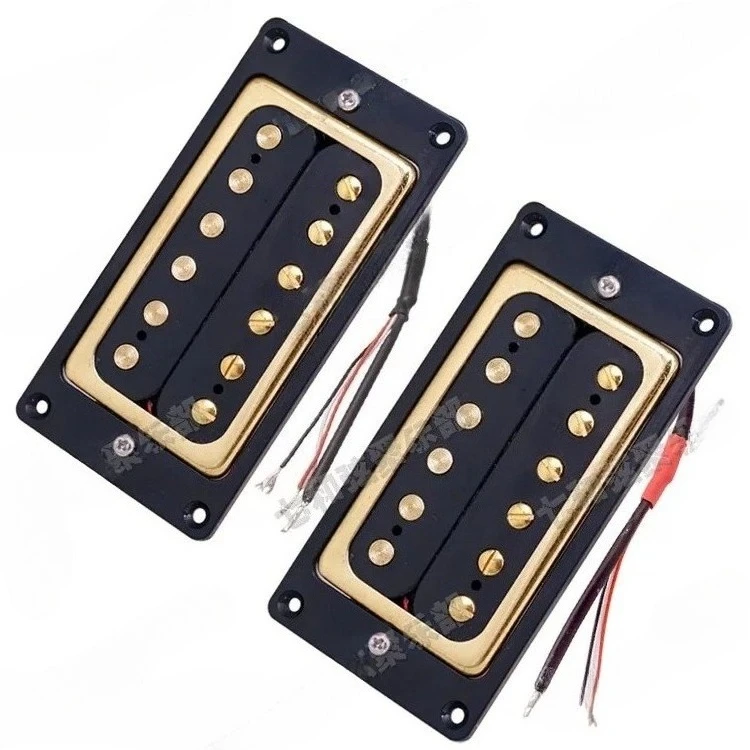 Gold Hollow Brass Cover 4‑Wire Humbucker Pickup Electric Guitar Double Coil Pickup Coil‑Split Function Guitar