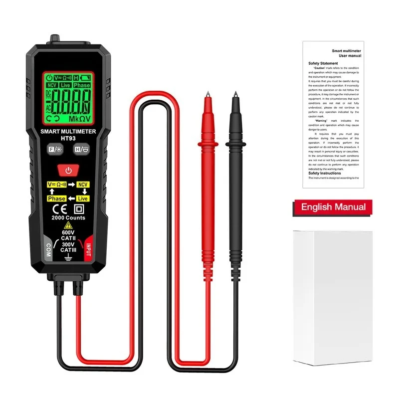 Digital Multimeter Voltage Current Resistance Tester Professional Electrician Tool Auto Range Phase Sequence Detection