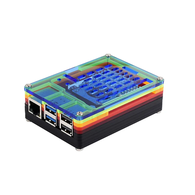 Raspberry Pi 5 Geração Rainbow Acrílico Enclosure, placa de cor translúcida, Suporte Radiador Oficial