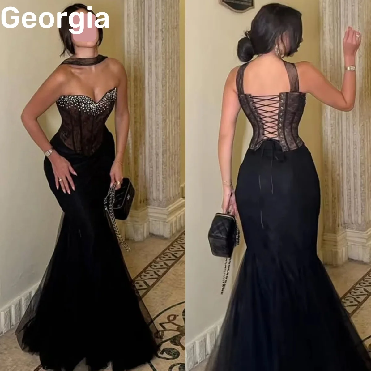 

Роскошные вечерние платья: черные, на заказ, коктейльные платья-русалка, без бретелек, для свадебной вечеринки, в пол, с бисером, без рукавов