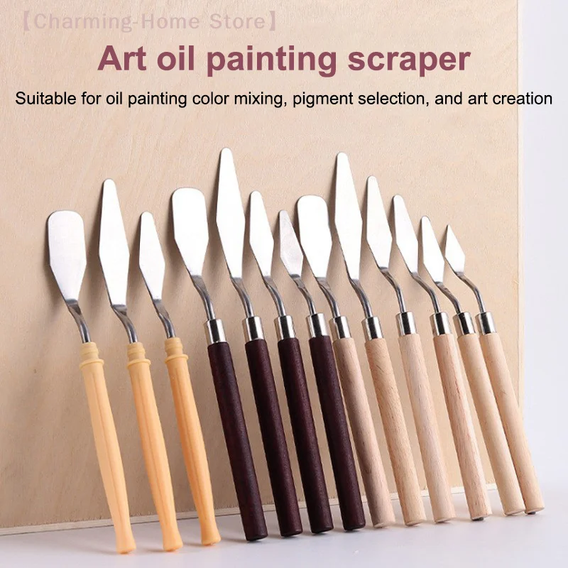【M】7Pcs/Set Stainless Steel Oil Painting Knives Artist Crafts Spatula Palette Knife Oil Painting Mixing Knife Scraper Art Tools