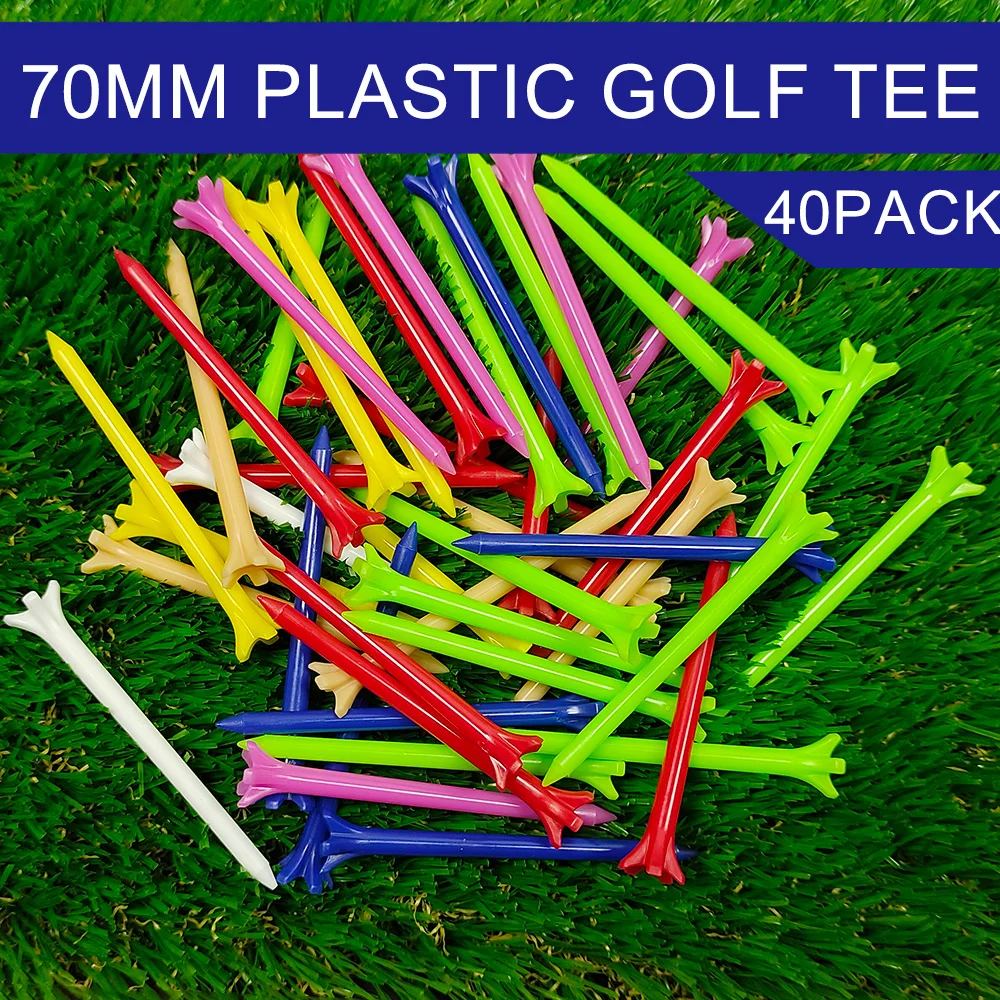 40 Pack Plastic Golf Tee Set 2-3/4'' Unbreakable Golf Tees Improved Durability Reduced Friction and Increased Drive Distance