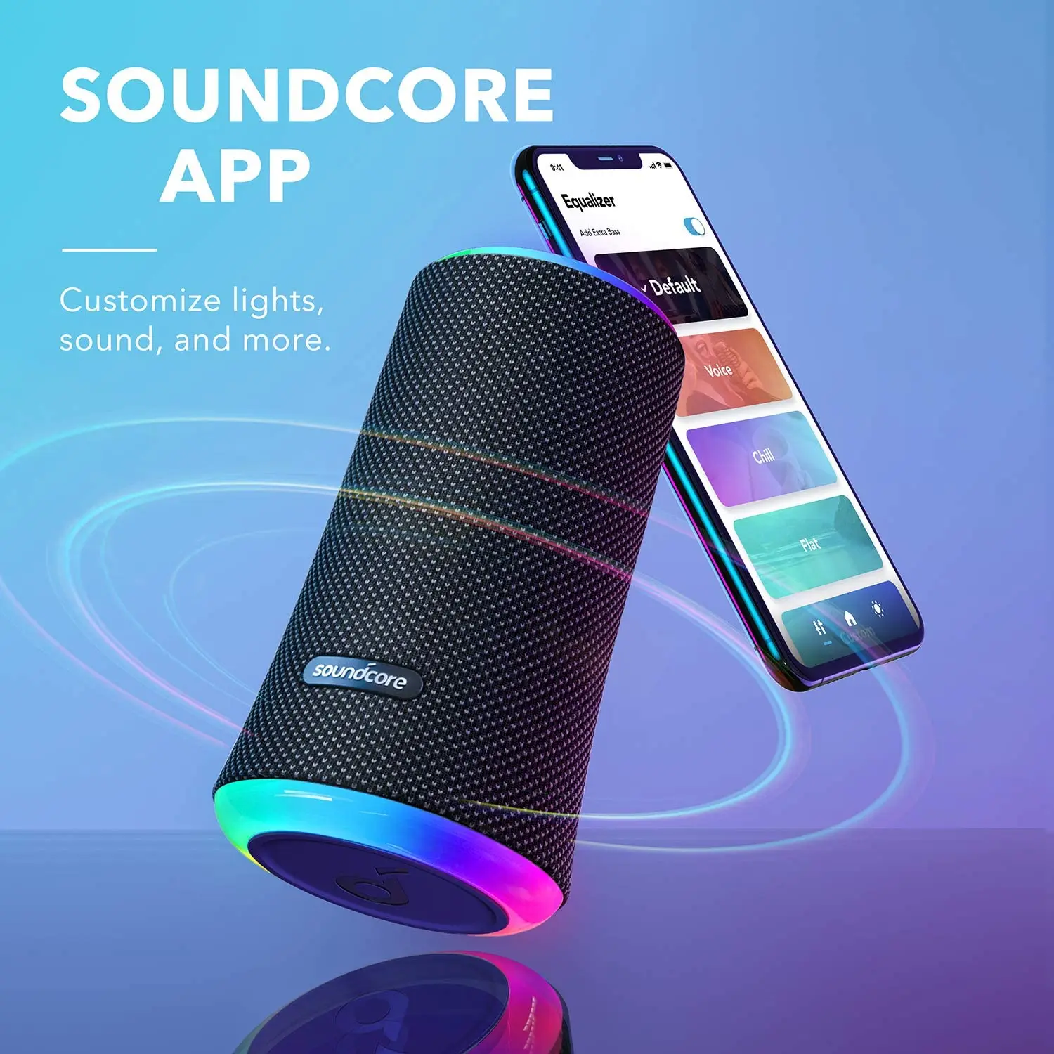 Anker Soundcore Flare 2 Bluetooth Speaker 360 Sound IPX7 Waterproof Wireless Speaker Outdoor 12-hour Gaming Atmosphere Speaker