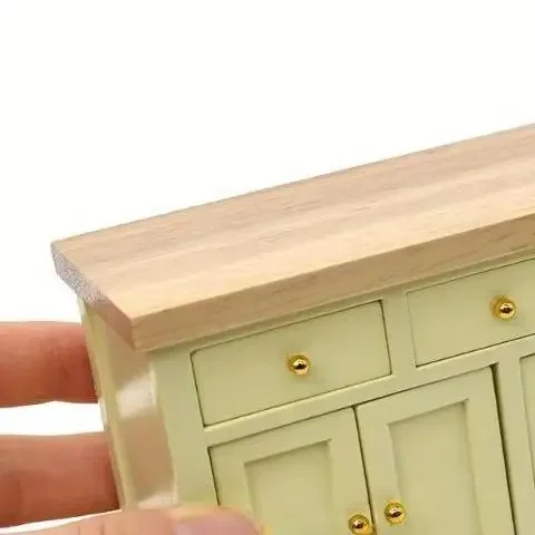 1 Stuks 1/12 Schaal Poppenhuis Kast Woonkamer Miniatuur Berken Poppenhuis Simulatie Opbergkast DIY Accessoires