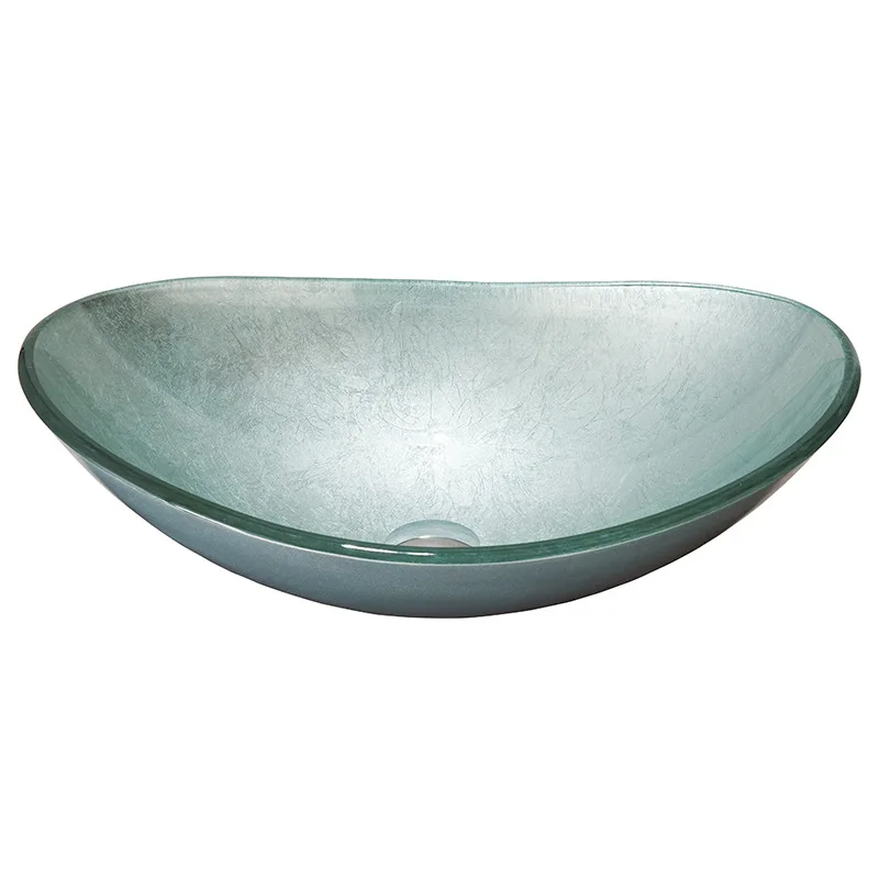 

Tempered glass counter basin, bathroom blue glass wash basin