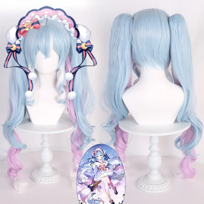 

Synthetic Long Wavy Light Blue Cosplay Wig for Anime Party Roleplay Heat Resistant Fiber Fancy Dress Costume Women Girls