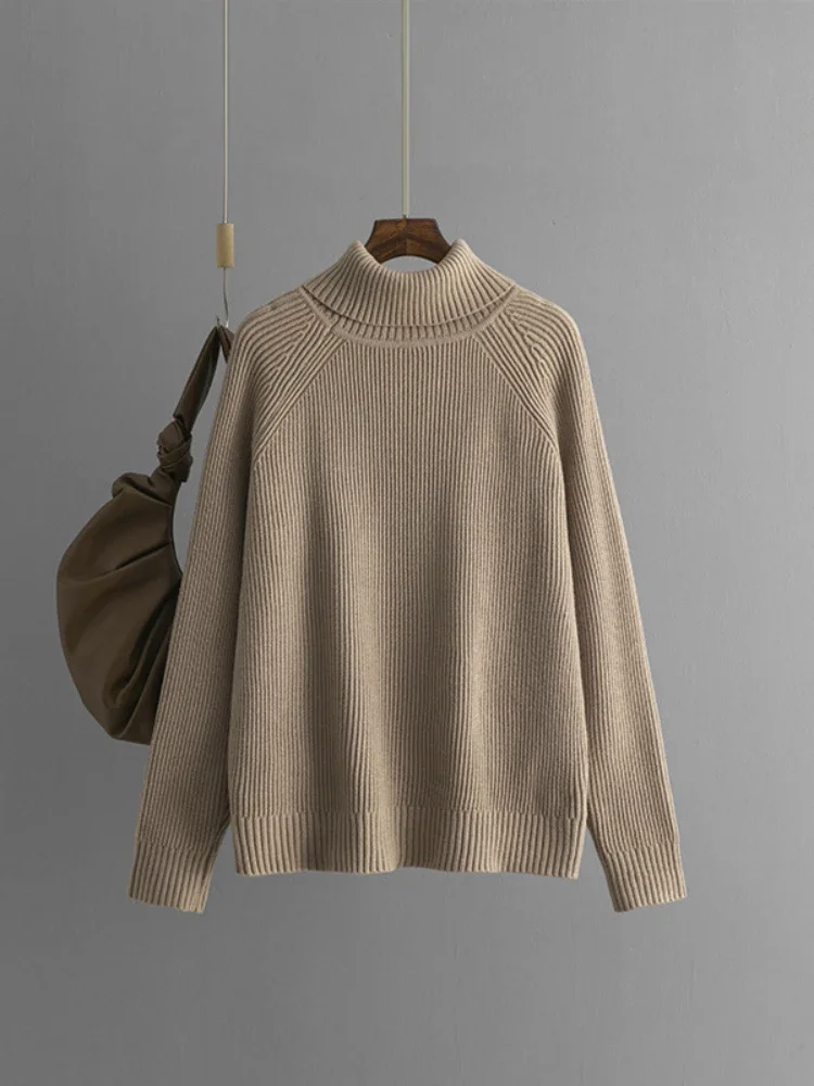 2024 Autumn Winter New High Collar Sweater Women's Top Thickened Fashion Loose Hoodie Top Knitted Pullover Oversized Sweater