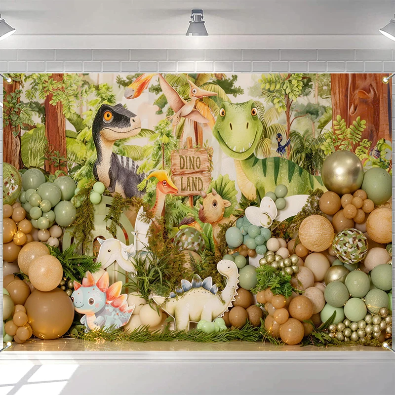 

LS Dinosaur Jungle Backdrops Kids Baby Birthday Cake Smash Photocall Props Child Adult Photography Animals Backgrounds