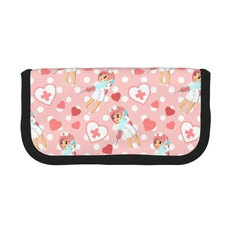 Custom Japanese Kawaii Nurse Kawaii Pencil Cases Girl Boy Large Capacity Pink Polka Dot Pattern Pencil Bag School Supplies