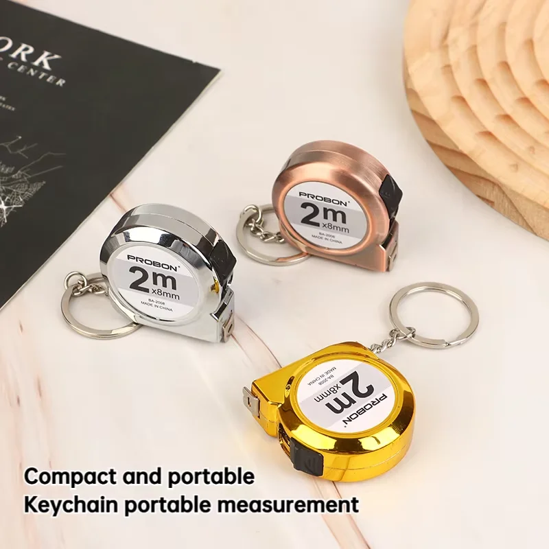 Mini 2M Tape Measure Keychain, Portable Metal Retractable Measuring Ruler, Compact Tool For DIY, Home, Office