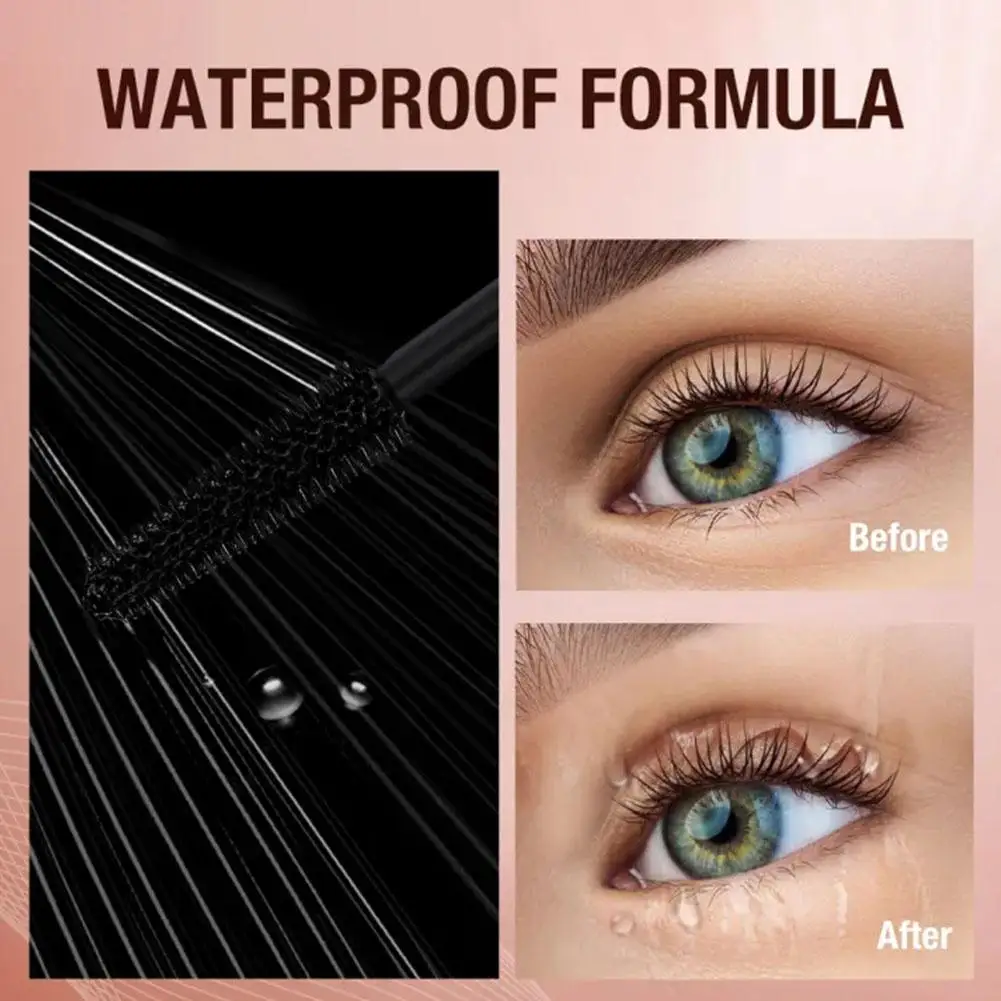 Schwarze Mascara verlängert Wimpern wasserdicht langlebige Make-up Wimpern Seide Verlängerung gekräuselte Kosmetik Mascara Schönheit 4d fib h8z1