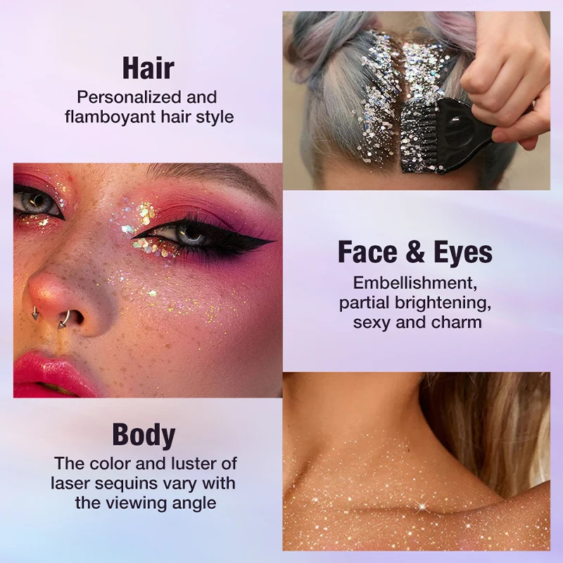 8-Color Body Glitter Palette, Sparkling Shimmer Powder & Sequins for Face Body Art, Festival Party,Satge Makeup Set