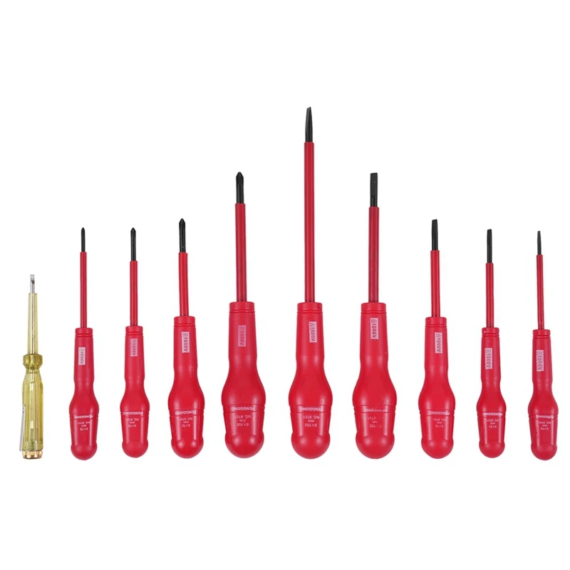 PENGGONG Hand Operated Tools 1000V Insulated Electrician Screwdriver With Slotted Phillips Screwdrivers With Test Pencil