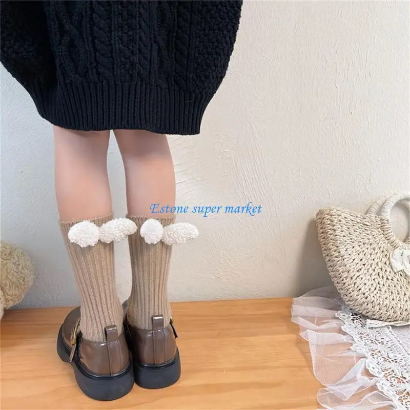 

090B Fashionable Lambswool Angel Wing Socks Imitation Cashmere Length