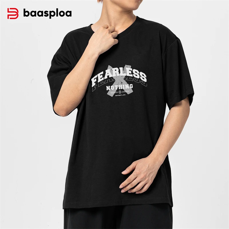 

Baasploa Men T-Shirts 2024 Summer Fashion Prints O-neck Pullover Tops Male Casual Short Sleeve Training Running Shirts Clothing