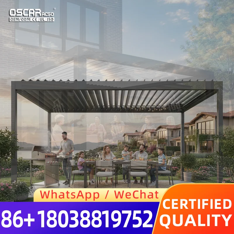 New Motorized Screen Roller Blinds Outdoor Aluminium Louvre for Sunshade on Pergola pergola