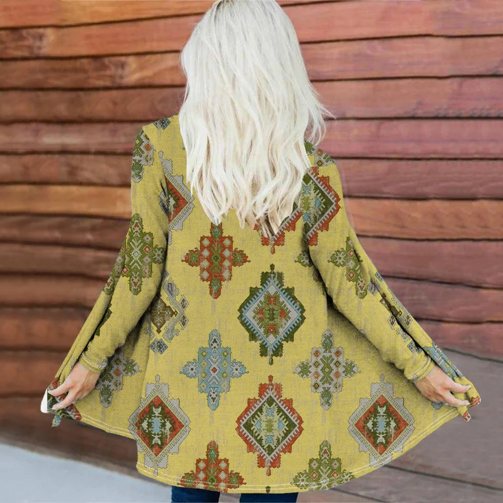 Ethnic style 2024 new spring and autumn loose, fashionable, comfortable and casual jacket for women, long sleeved cardigan WL2