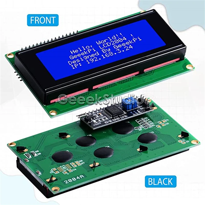 IIC/I2C 2004 20x4 Character LCD Module Display, Compatible with Raspberry Pi / Banana Pi / Tinker Board / STM32 / ESP32