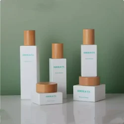 New6pcs 30/50g Cream Jar 30-120ml Lotion Pump Bottle Serum Bottle Porcelain White Glass Empty Cosmetic Container Travel Portable
