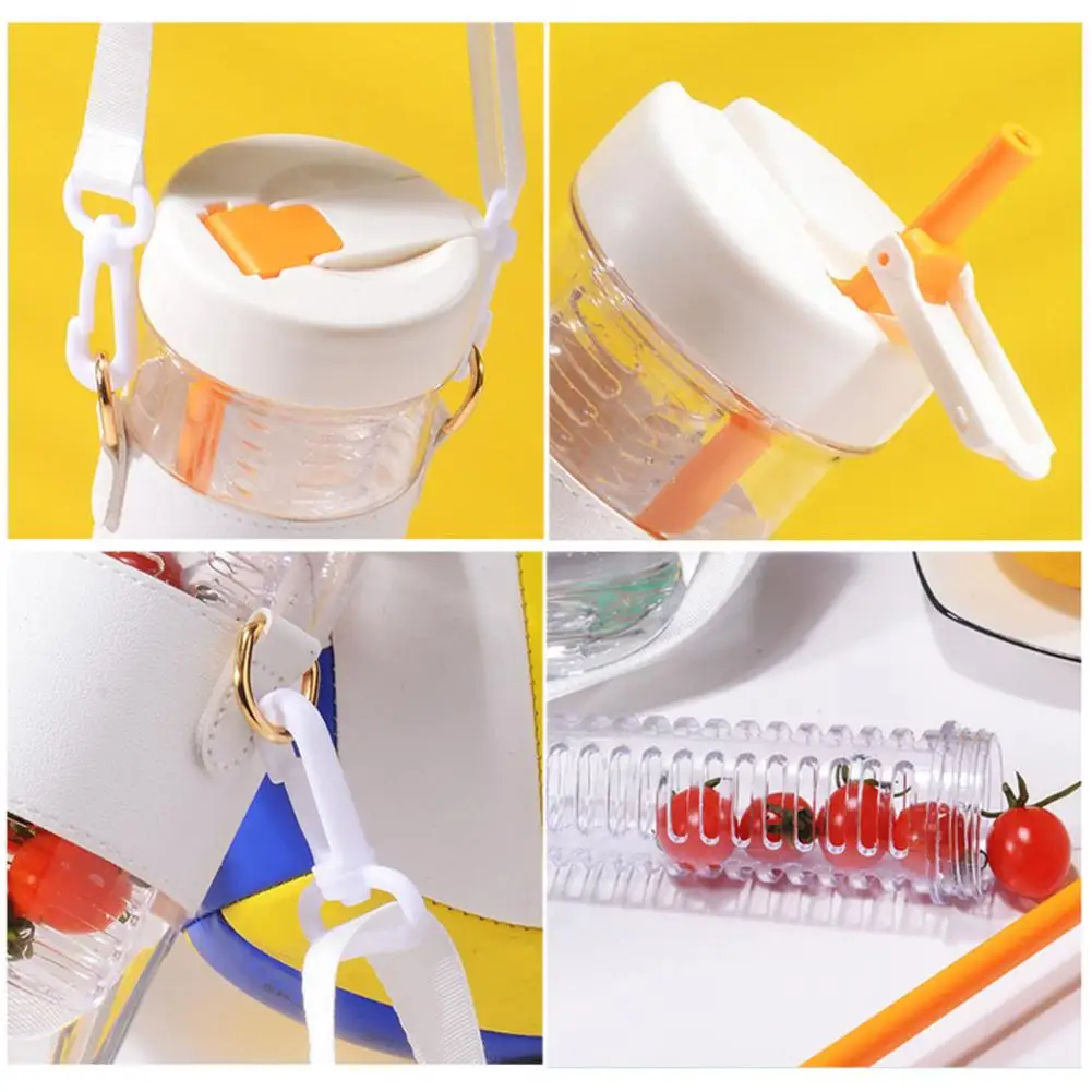 Water Cup Water Bottle with Straw Food Grade Shatter-proof Tumbler Leak Resistant Wide Mouth Fruit Infuser Water Container