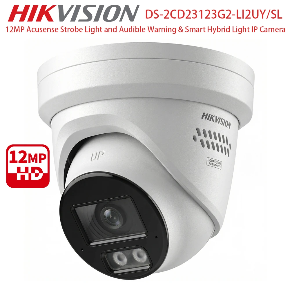 

НОВАЯ IP-камера Hikvision 12 МП с цветным изображением, сигнализацией, стробоскопом и звуковым оповещением, интеллектуальная гибридная подсветка DS-2CD23123G2-LI2UY/SL