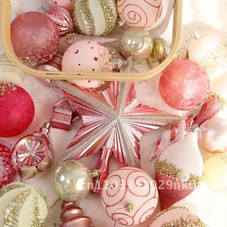 

Christmas Ball suit Christmas Scene Atmosphere Arrangement Christmas Tree Hanging Ball Creative Pink Combination